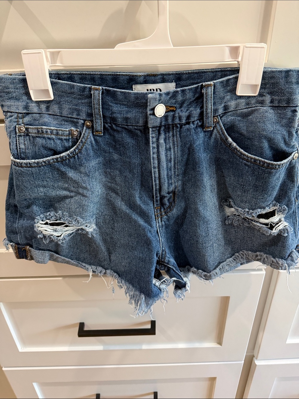 Just Black Distressed Blue Denim Cutoff Shorts